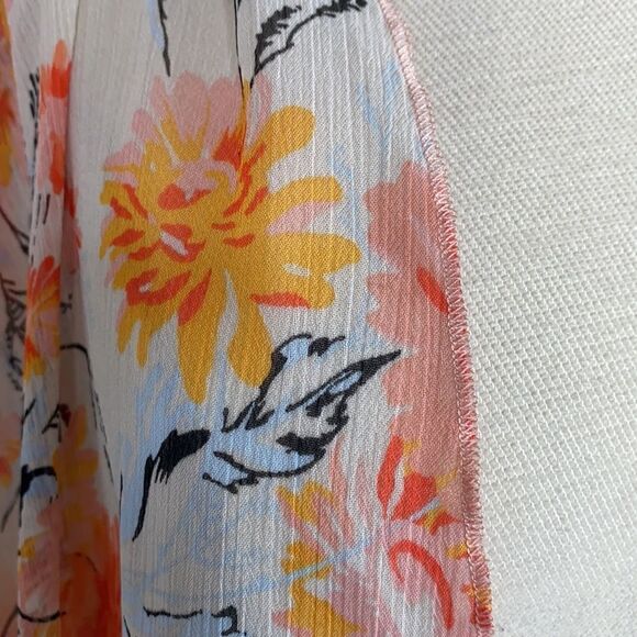 American Rag Chiffon Geranium Floral Cold Shoulder Open Front Kimono Cover Up 1X - Picture 6 of 11